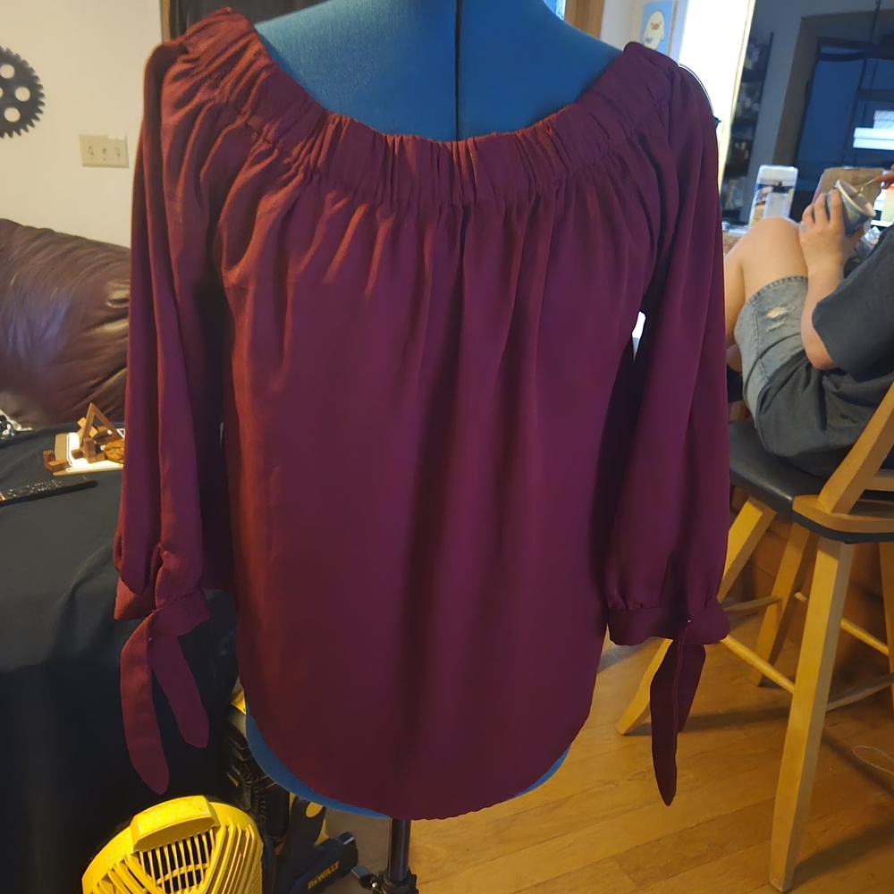 Chic Off-Shoulder Burgundy Blouse